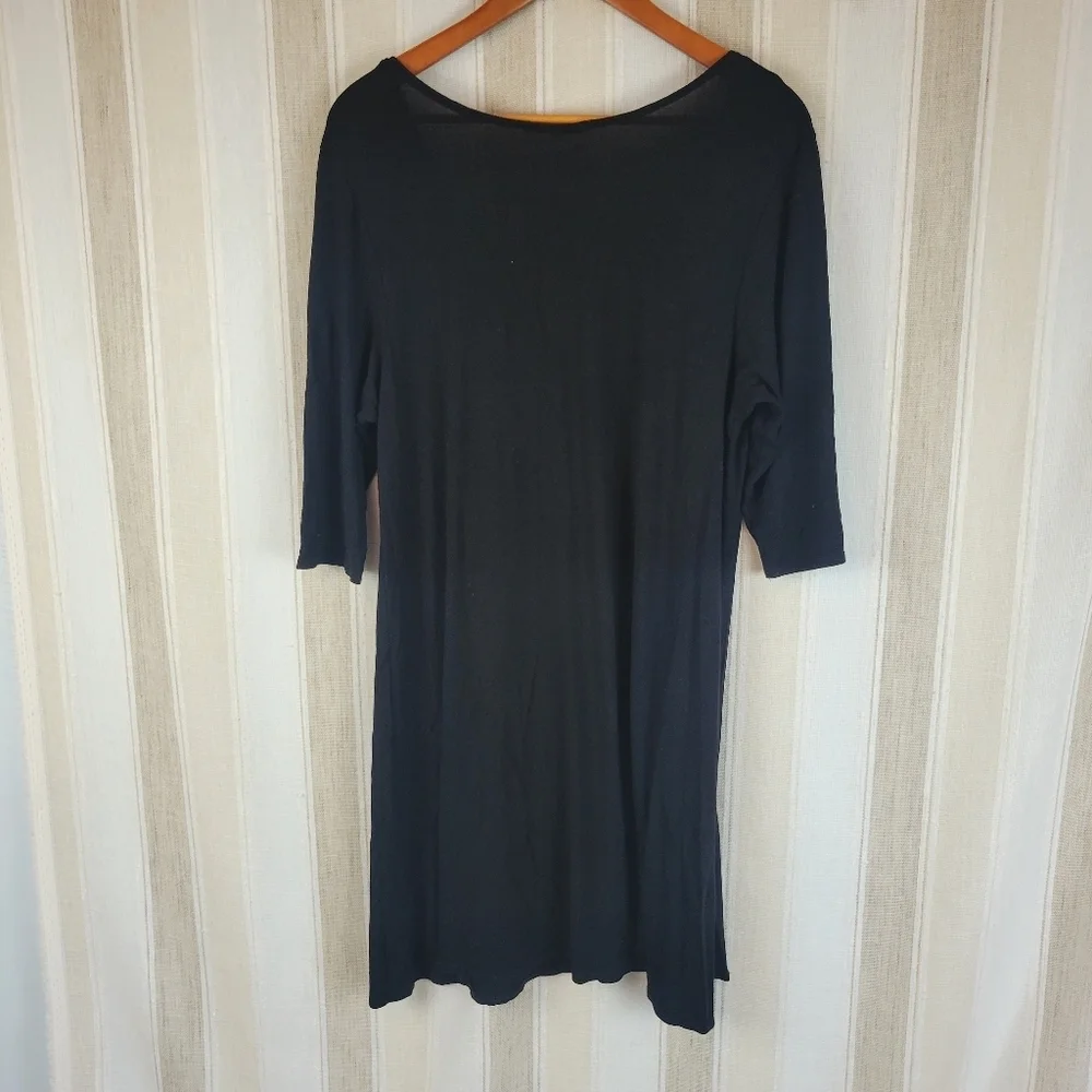 Eileen Fisher Soft Stretch‎ Jersey Knit Little Black Dress Size Medium - Picture 9 of 9